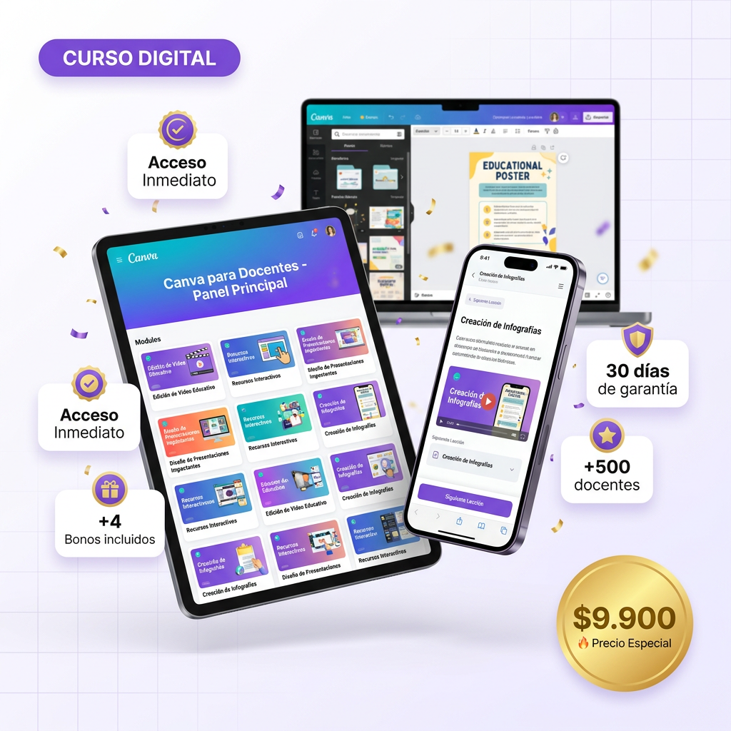Canva para Docentes — Curso Digital Completo  + 4 Bonos Exclusivos