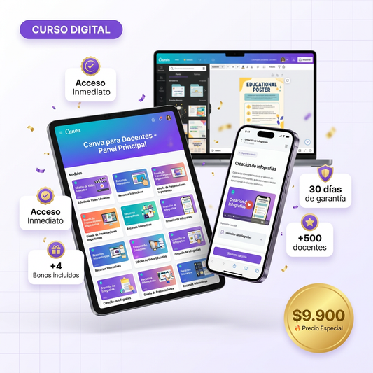 Canva para Docentes — Curso Digital Completo  + 4 Bonos Exclusivos
